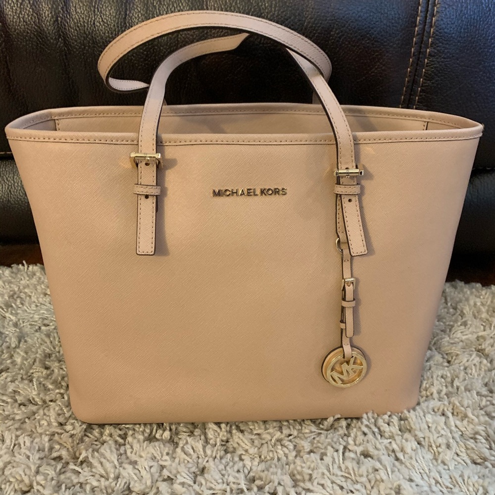 Michael Kors Jet Set Saffiano Leather Top-Zip Tote